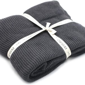 100% Organic Cotton Knit Throw Blanket with Tassels (60x80) Soft Pure Warm Lightweight Non-Toxic Eco-Friendly (4 Colors) (Charcoal)