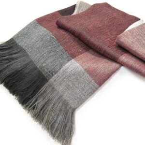 Alpaca and Wool Block Throw Blanket, Luxury All Season Throw, Red