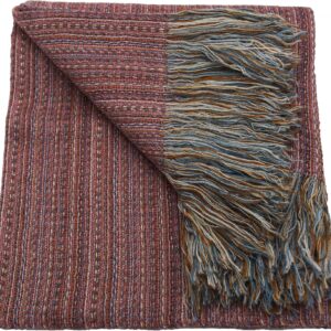 Alpaca and Wool Deckchair Throw Blanket, Dark Pink Accent