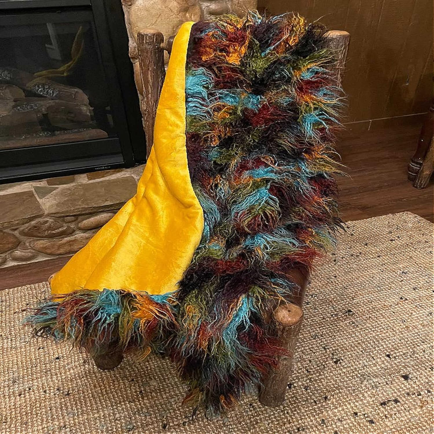 Fur Accents Shag Faux Fur, Fall Color Throw Blanket with Minky Cuddle Lining, Bedspread, Throw, Comforter, Plush Shaggy Soft Fur, Hand Made to Order USA (3'x5' Small)