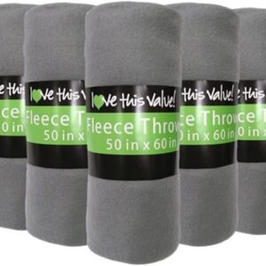 Imperial Home 24 Pack Wholesale Soft Cozy Fleece Blankets - 50" x 60" Comfy Throw Blankets (Grey)