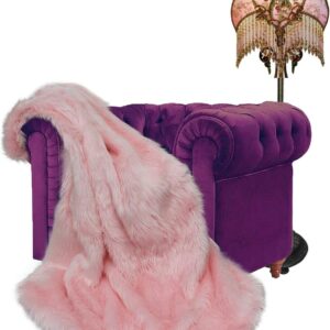 Plush Faux Fur - Throw Blanket - Fashion Fur - Bubblegum Pink Twin Bedspread - Comforter - Shaggy - Shag - Fur Accents (Twin, Bubblegum)