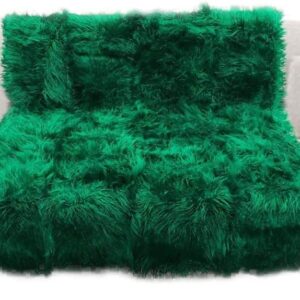 Plush Faux Fur - Throw Blanket - Fashion Fur - Hunter Green Throw - Shaggy - Shag - Fur Accents (3'x5', Hunter Green)