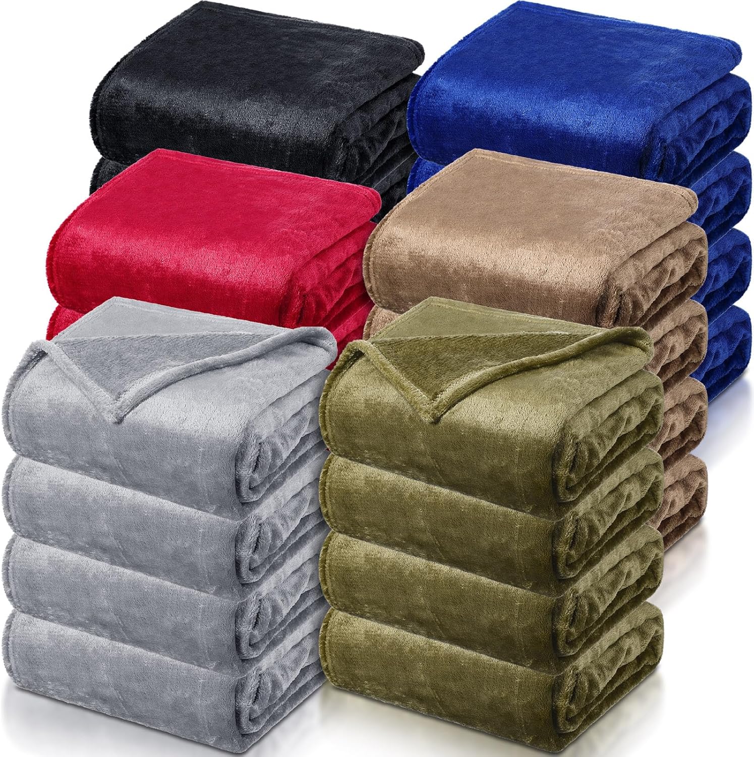 Toulite 24 Pcs Bulk Flannel Fleece Blankets for Homeless Donations Cozy Fleeces Throw Blankets Winter Fleece Blanket Bulk for Donations Bed Couch Sofa Home Camping Wedding Gifts(Dark Colors)
