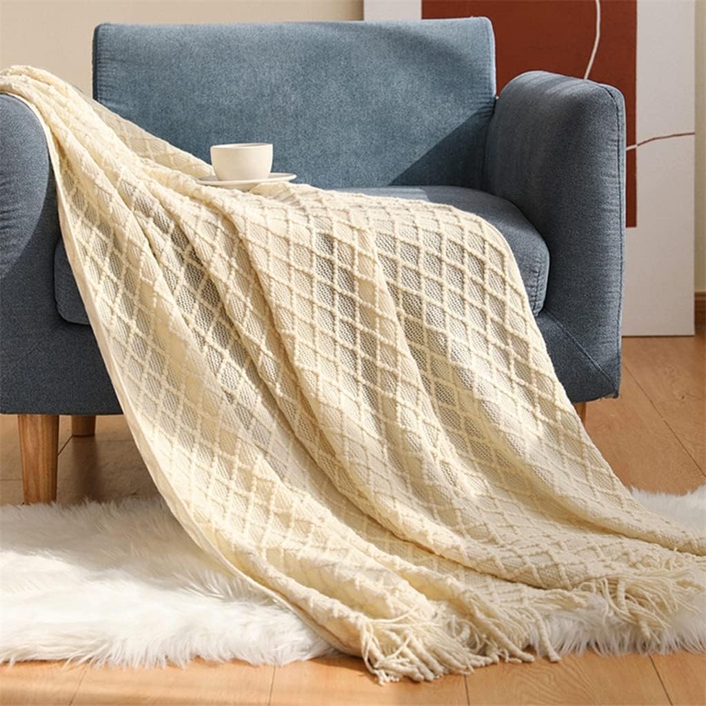UOHLCX HBJWOV Knitted Plaid Blanket Solid Color Waffle Embossed Blanket Nordic Decorative Blanket for Sofa Bed Throw Chunky Knit Throw Blanket(White-Dinosaur Doodle4,130x220cm) - Image 3